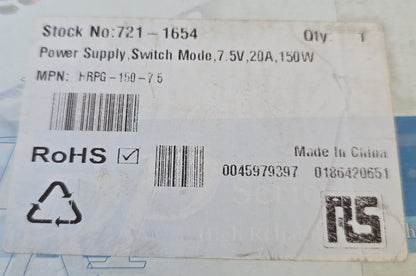 MEANWELL HRPG-150-7.5 150W 7.5V 20A Enclosed Switching Power Supply (NEW In Box)