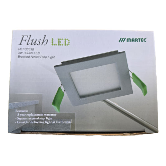 Martec MLFS303B Flush 3W 3000K LED Step Light Brushed Nickel IP44 (NEW In Box)