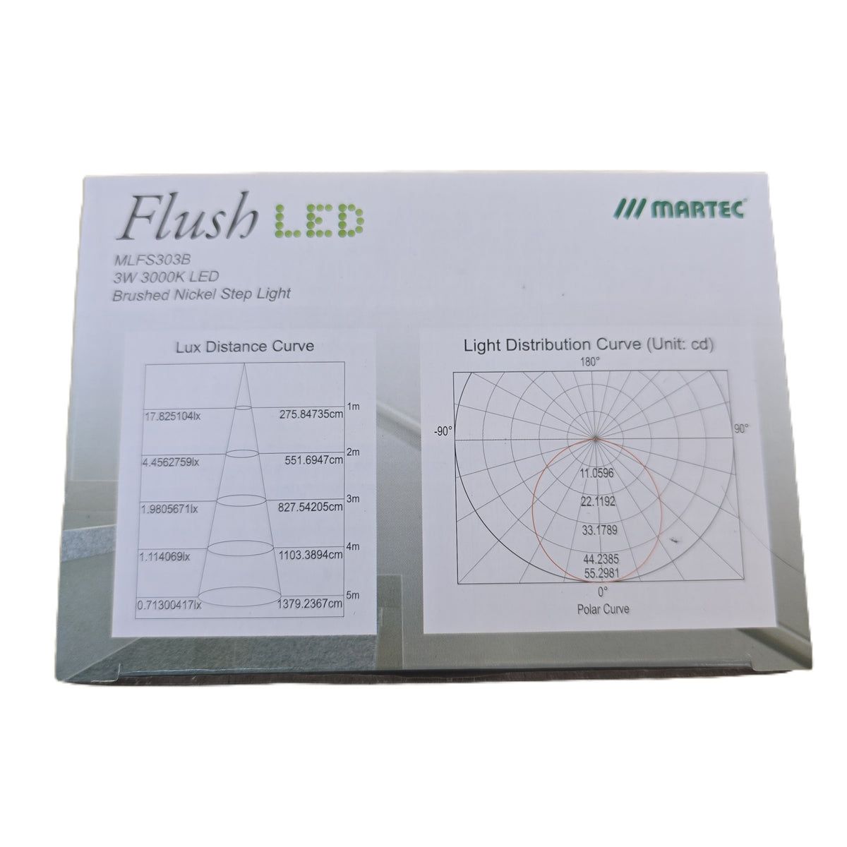 Martec MLFS303B Flush 3W 3000K LED Step Light Brushed Nickel IP44 (NEW In Box)