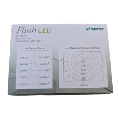 Martec MLFS303B Flush 3W 3000K LED Step Light Brushed Nickel IP44 (NEW In Box)