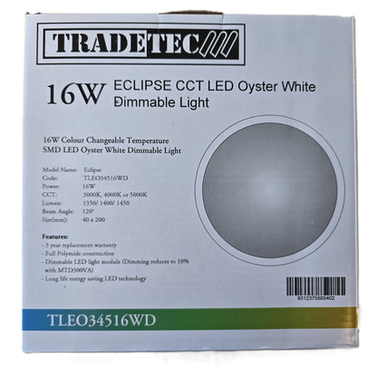 Tradetec TLEO34516WD Eclipse 16W CCT LED Oyster Light Dimmable (NEW In Box)