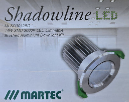 Martec MLSD3012BD Shadowline 14W LED Dimmable Downlight Kit Brushed (NEW In Box)