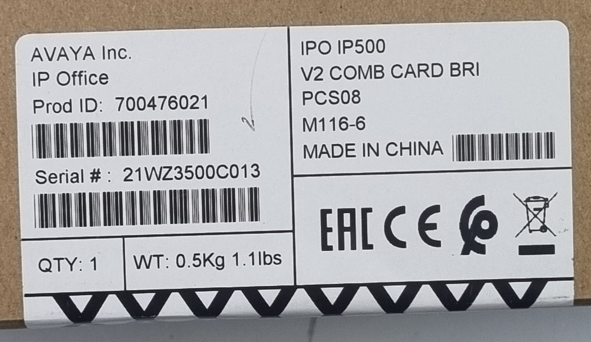 Avaya 700476021 IP Office IP500 V2 Combination Card BRI 6DS 10VCM (New Sealed)