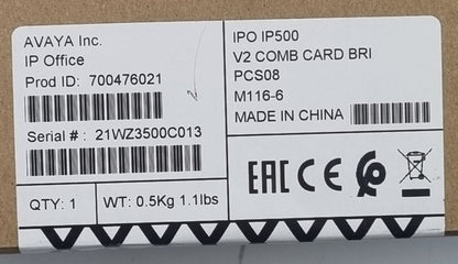 Avaya 700476021 IP Office IP500 V2 Combination Card BRI 6DS 10VCM (New Sealed)