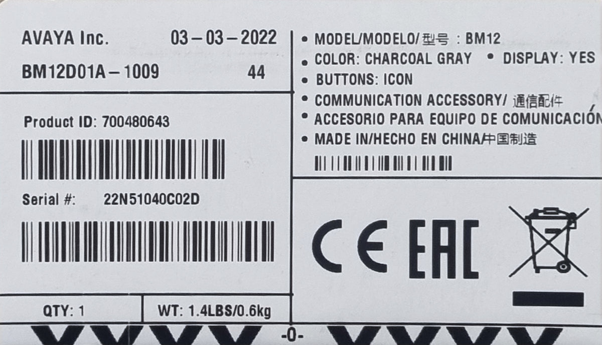 Avaya 700480643 BM12 Button Module 12 Key Expansion 9508 9608 (New Sealed)