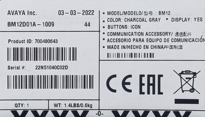 Avaya 700480643 BM12 Button Module 12 Key Expansion 9508 9608 (New Sealed)