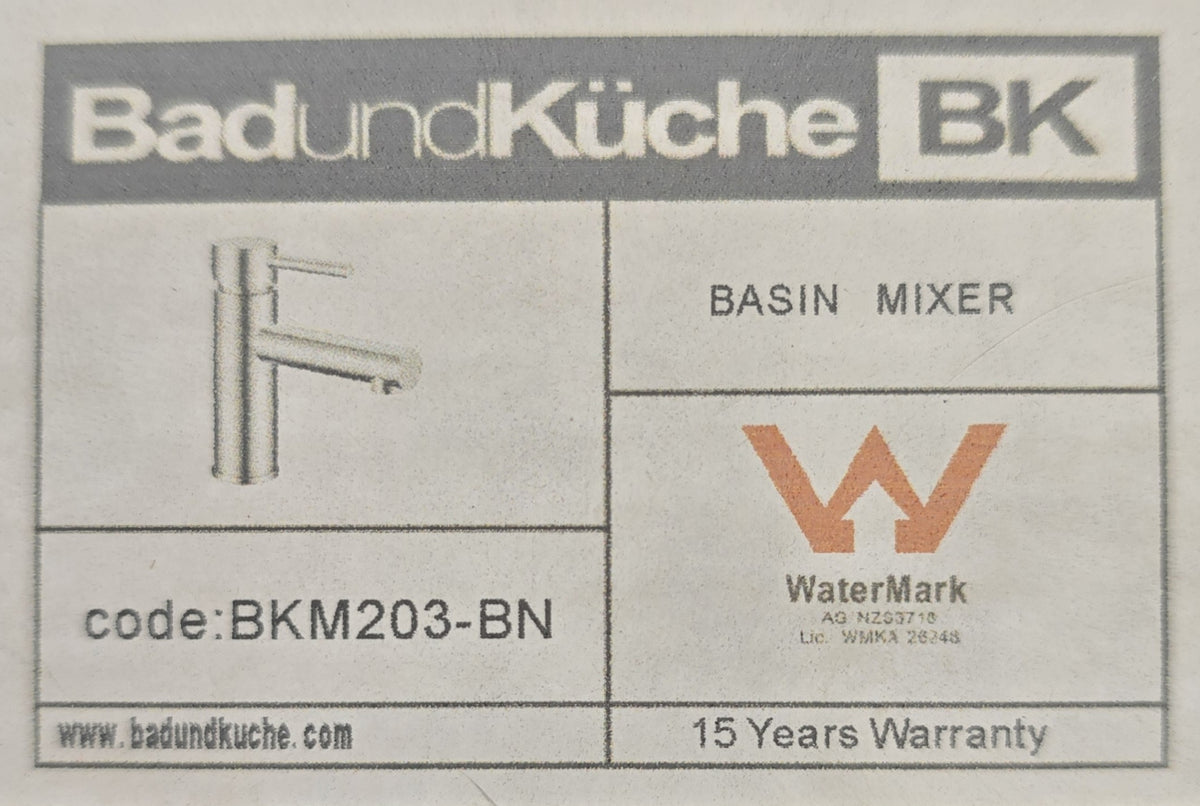 Bad und Kuche BKM203-BN Rund Basin Mixer Brushed Nickel WELS 5 Star (New Opened)