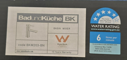 Bad und Kuche BKM203-BN Rund Basin Mixer Brushed Nickel WELS 5 Star (New Opened)