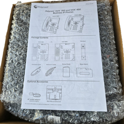 Polycom VVX 350 2200-48830-025 6-Line PoE Business IP Phone (New Opened)