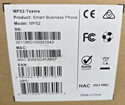Yealink MP52 Teams Edition Smart Business IP Phone Microsoft Teams (New Opened)