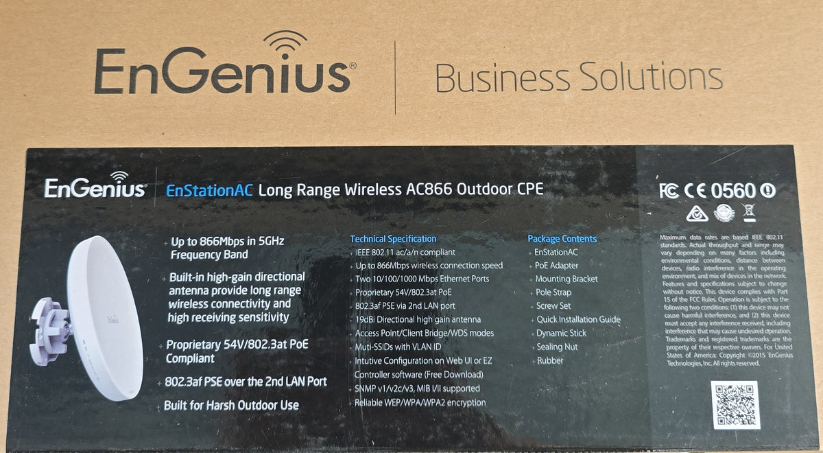 EnGenius EnStationAC Long Range AC866 Outdoor Wireless Bridge 5GHz (New Opened)