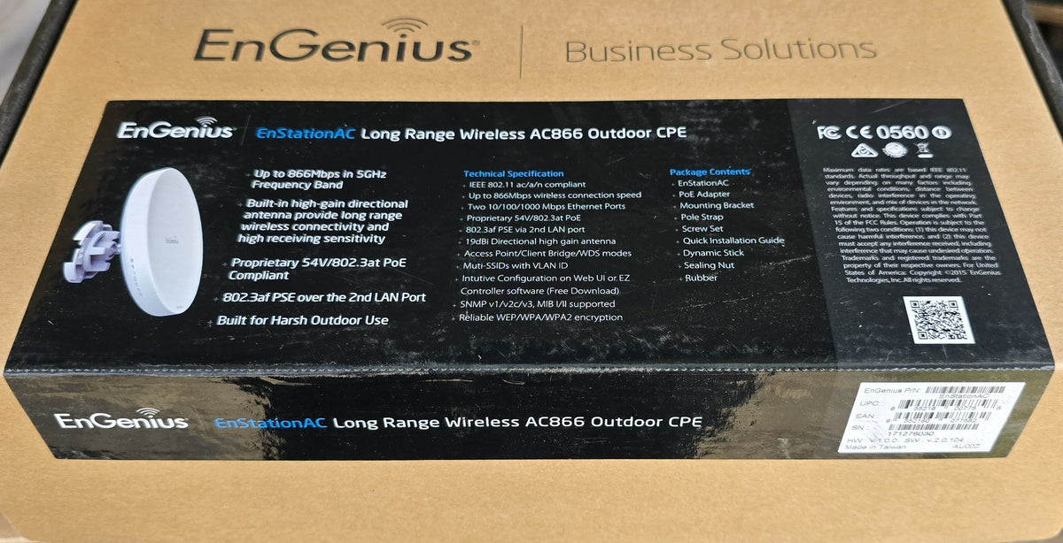 EnGenius EnStationAC Long Range AC866 Outdoor Wireless Bridge 5GHz (New Opened)