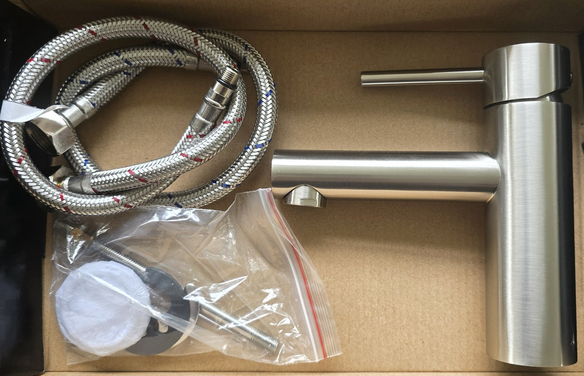Bad und Kuche BKM203-BN Rund Basin Mixer Brushed Nickel WELS 5 Star (New Opened)