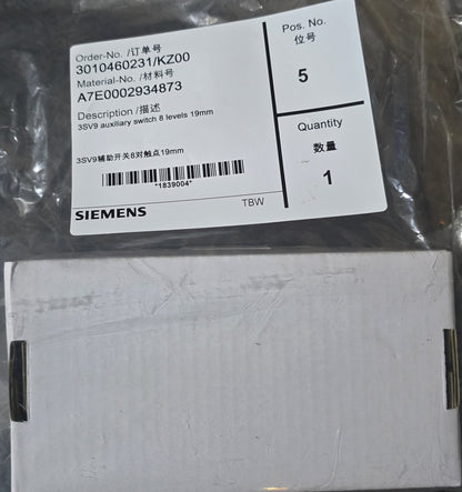Siemens A7E0002934873 3SV9 Auxiliary Switch 8 Level 19mm (New Sealed)