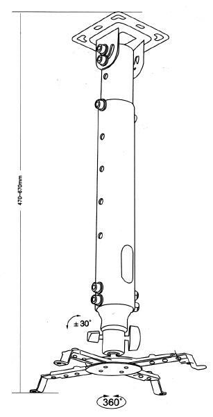 ABI PJ103W Ceiling Mounts Universal Projector 10kg tiltable 450-750mm telescopic