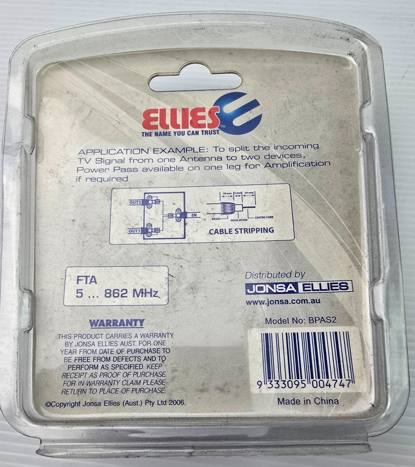 JONSA ELLIES BPAS2 2 WAY SPLITTER SCREW SADDLE FTA Split TV Signal (NEW Sealed)