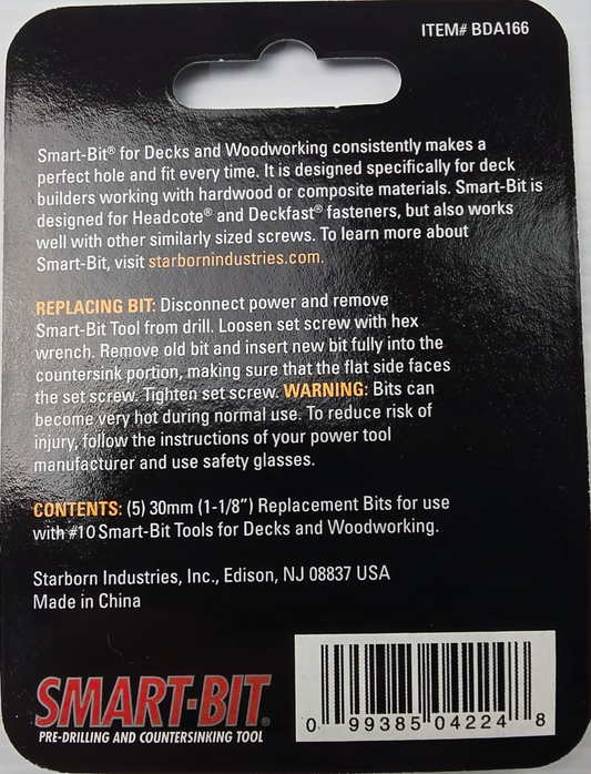 SMART-BIT BDA166 5-Pack Tool Replacement Pre-drill 10g 30mm 1-1/8" (NEW)