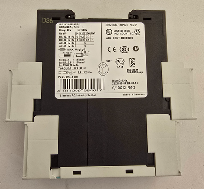 Siemens 3RS1800-1HW01 coupling relay 24V-240V AC/DC contacts screw (USED)
