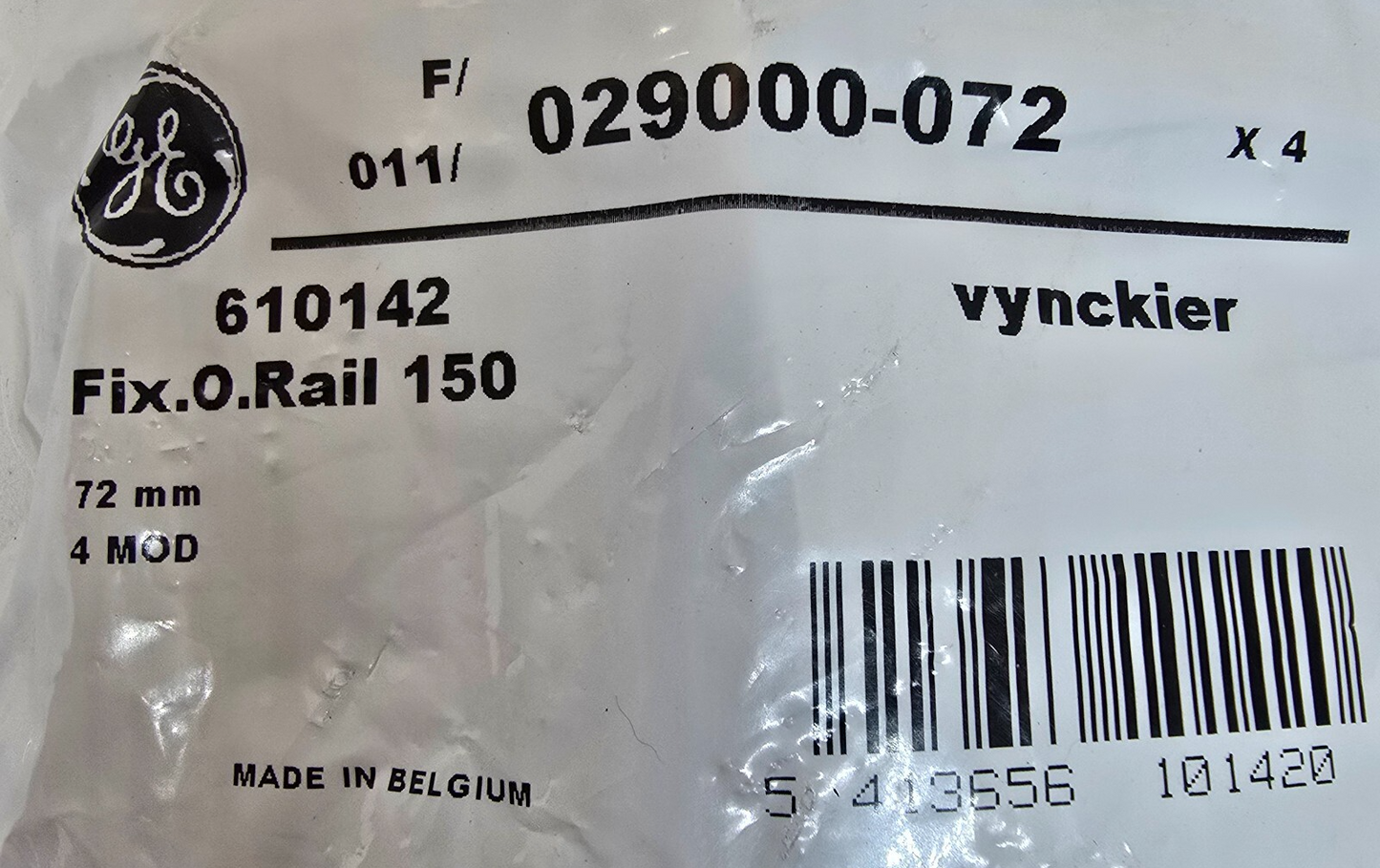 GE 011/029000-072 4PCS CB Blanks Fix.O.Rail 610142 150 vynckier 72mm 4MOD (NEW)