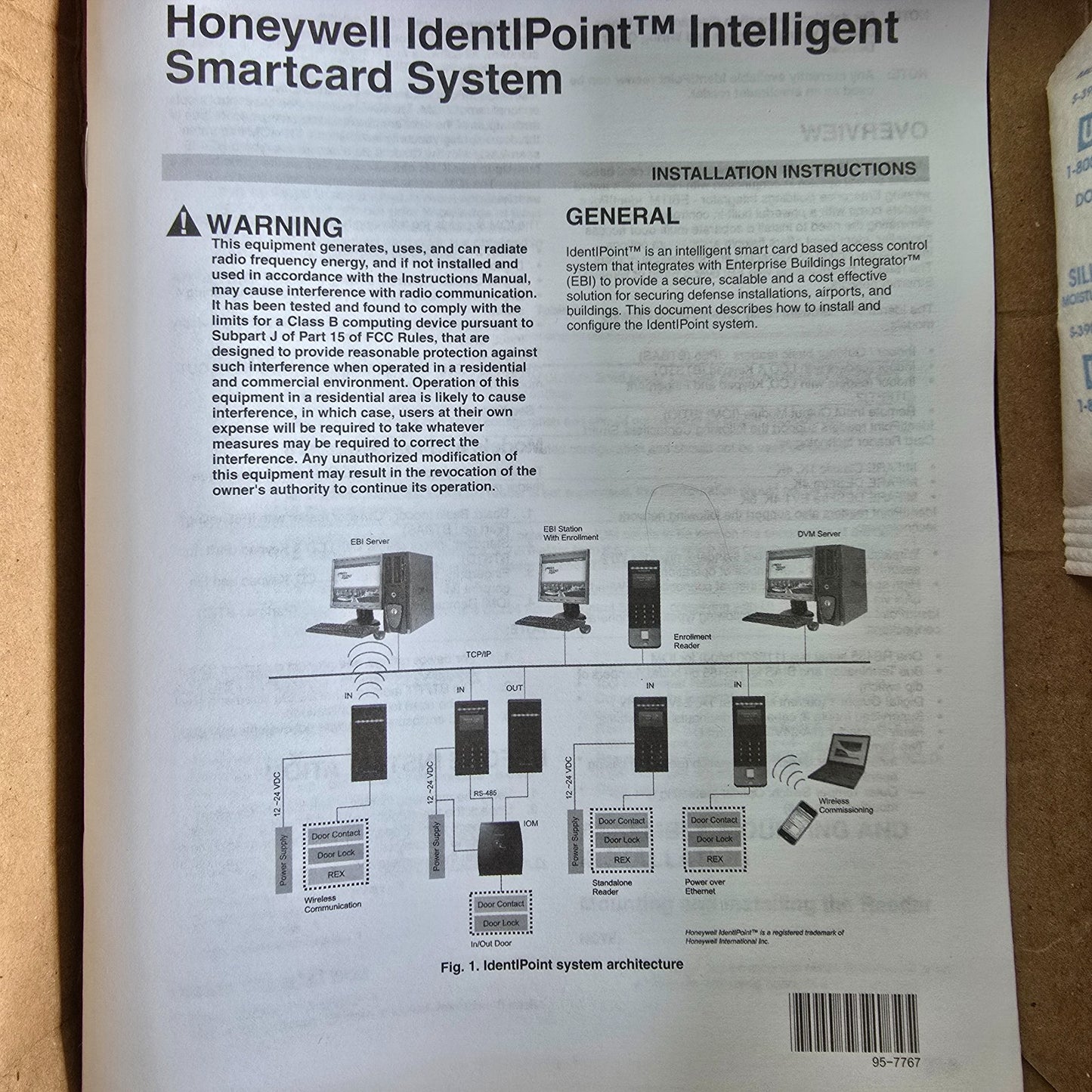Honeywell BTIO/U with UL IdentIPoint Smartcard System 2030-4 (NEW In Box)