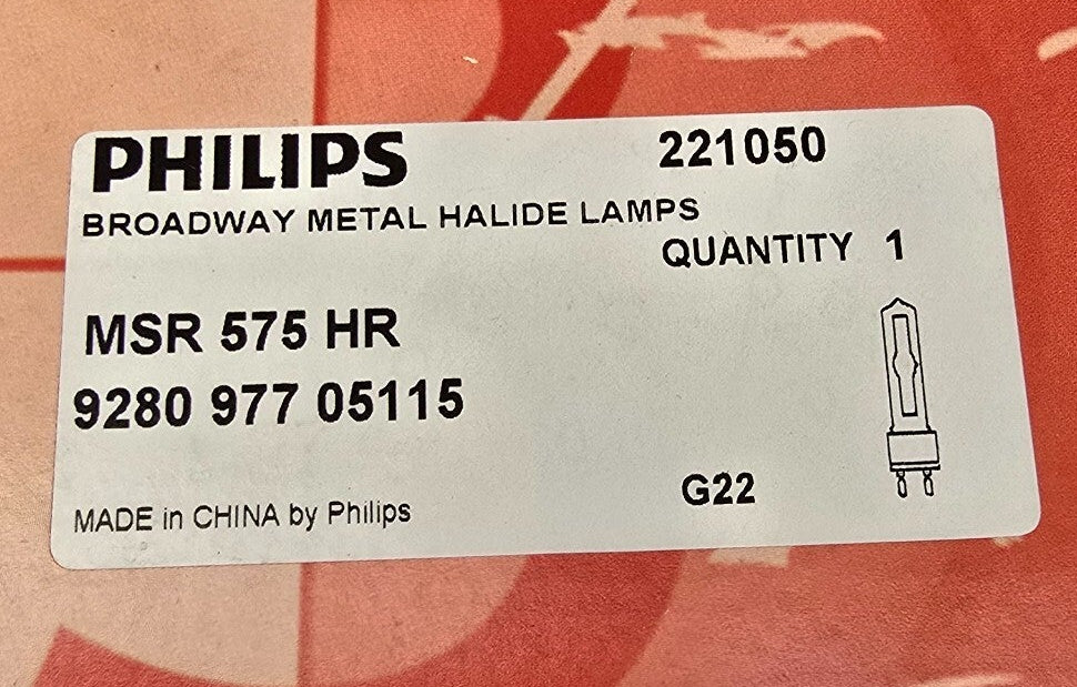 PHILIPS 221050 Broadway Metal Halide Lamps MSR 575 HR 928097705115 G22 (NEW)
