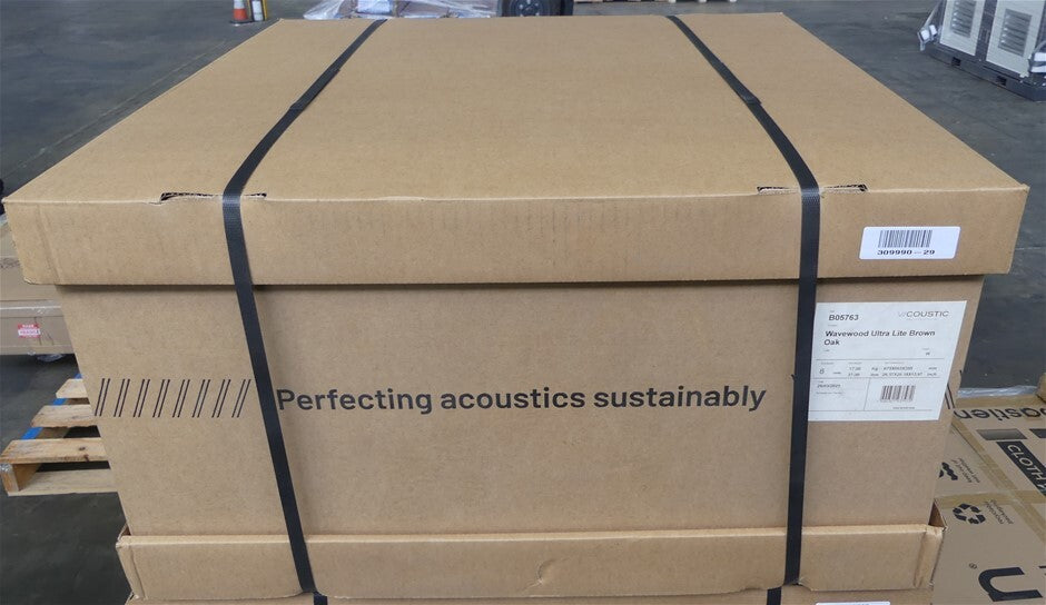 V/Coustic Box of 8 Pack Wavewood Ultra Lite Brown Oak Sound Panel Acoustic Panel