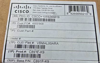 Cisco C891F-K9 890 Series Integrated Services Router (NEW In Box)