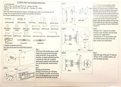 ABI LCD583A LCD Wall Mounts Articulated for Flat Panel 30-50" TV Monitor Bracket