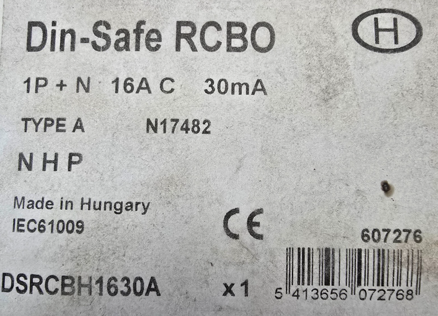 NHP DSRCBH1630A DIN-T RCD w/ Overcurrent 10kA 16A 1Pole N C Curve 30mA Type A