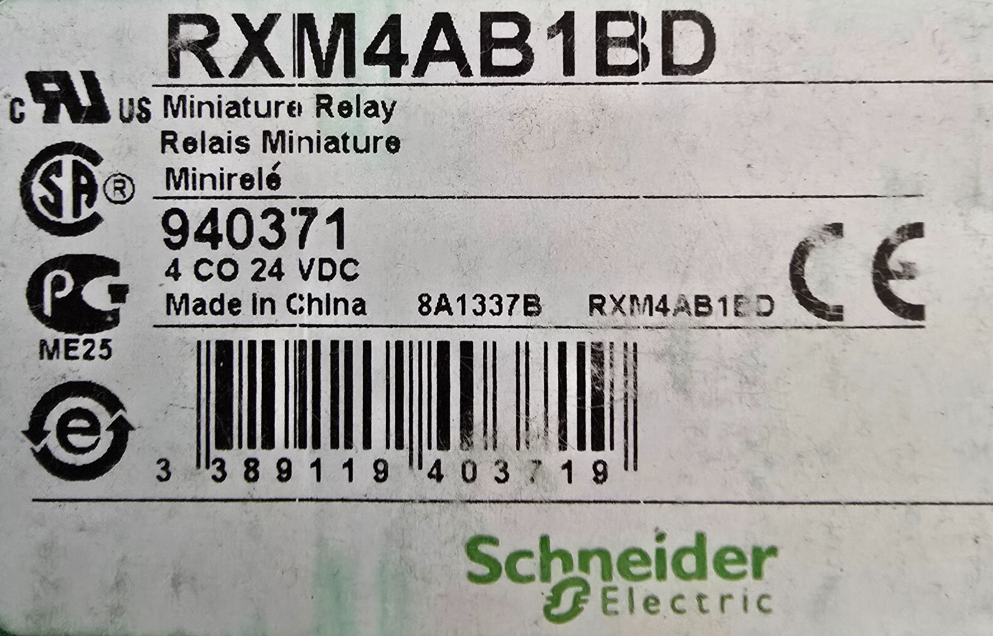 SCHNEIDER RXM4AB1BD 1PC Harmony Relays 6A 4CO lock test 24V DC (NEW From AUS)