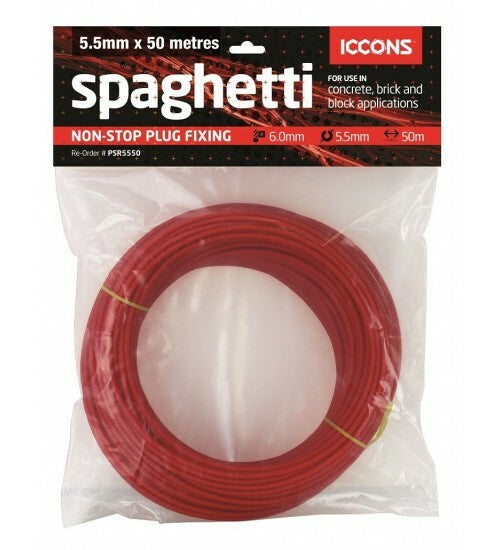ICCONS PSR5550 Red Spaghetti Roll 5.5mmx50m suit 6-8 gauge Screws Wall Plug