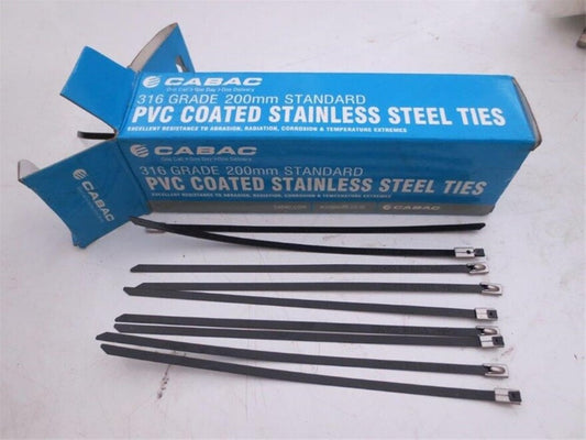 Cabac STFC200-316S Fully Coated 316 Stainless Steel Cable Ties 200mm (Box 100)