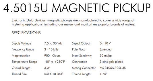 EDD 4.5015U Magnetic Pick-up Sensor (NEW)