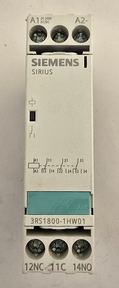 Siemens 3RS1800-1HW01 coupling relay 24V-240V AC/DC contacts screw (USED)