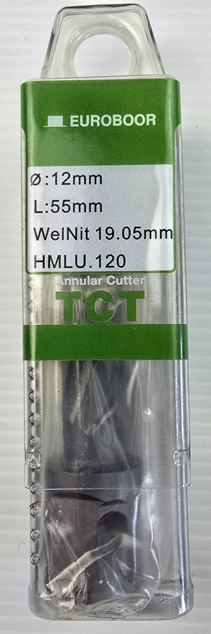 Euroboor HMLU.120 Annular Cutter TCT D12mm L55mm WelNit 19.05mm (NEW)