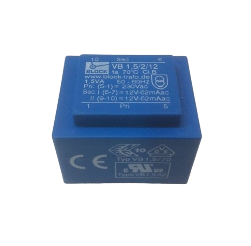 BLOCK VB 1,5/2/12 PCB Transformers 1.5Va 230VAC 12V 50-60Hz (NEW)