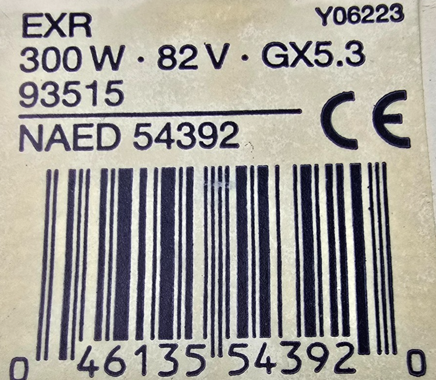 OSRAM 93515 EXR 300w 82V GX5.3 NAED 54392 Halogen Lamp Y06223 (NEW In Box)