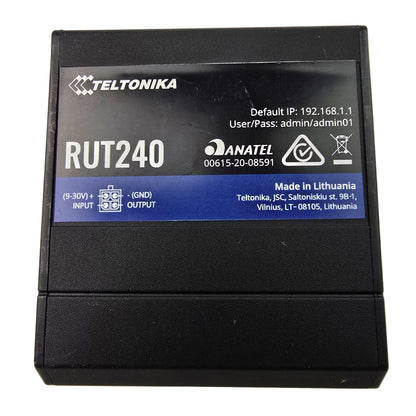 Teltonika RUT240 device with label on a white background