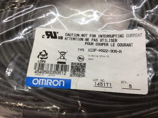 OMRON XS3F-M322-305-R [5PC] Sensor cable, M8 (F) 3P PVC robot IP67 5m (NEW)