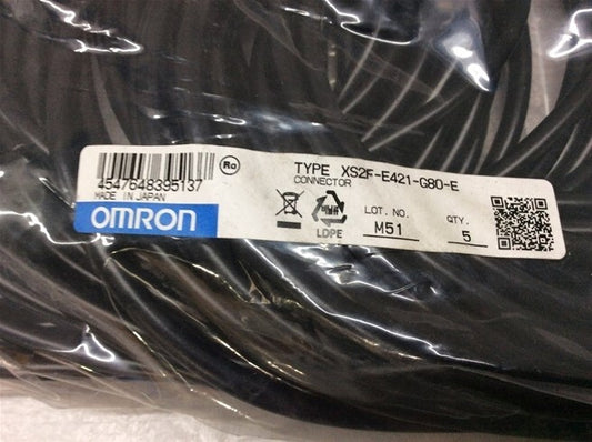 OMRON XS2F-E421-G80-E [5PC] Sensor cable, M12 straight (F) 4P A PVC IP69K 5m (NEW)