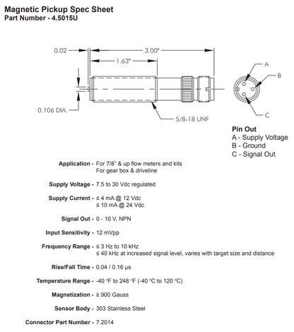 EDD 4.5015U Magnetic Pick-up Sensor (NEW)