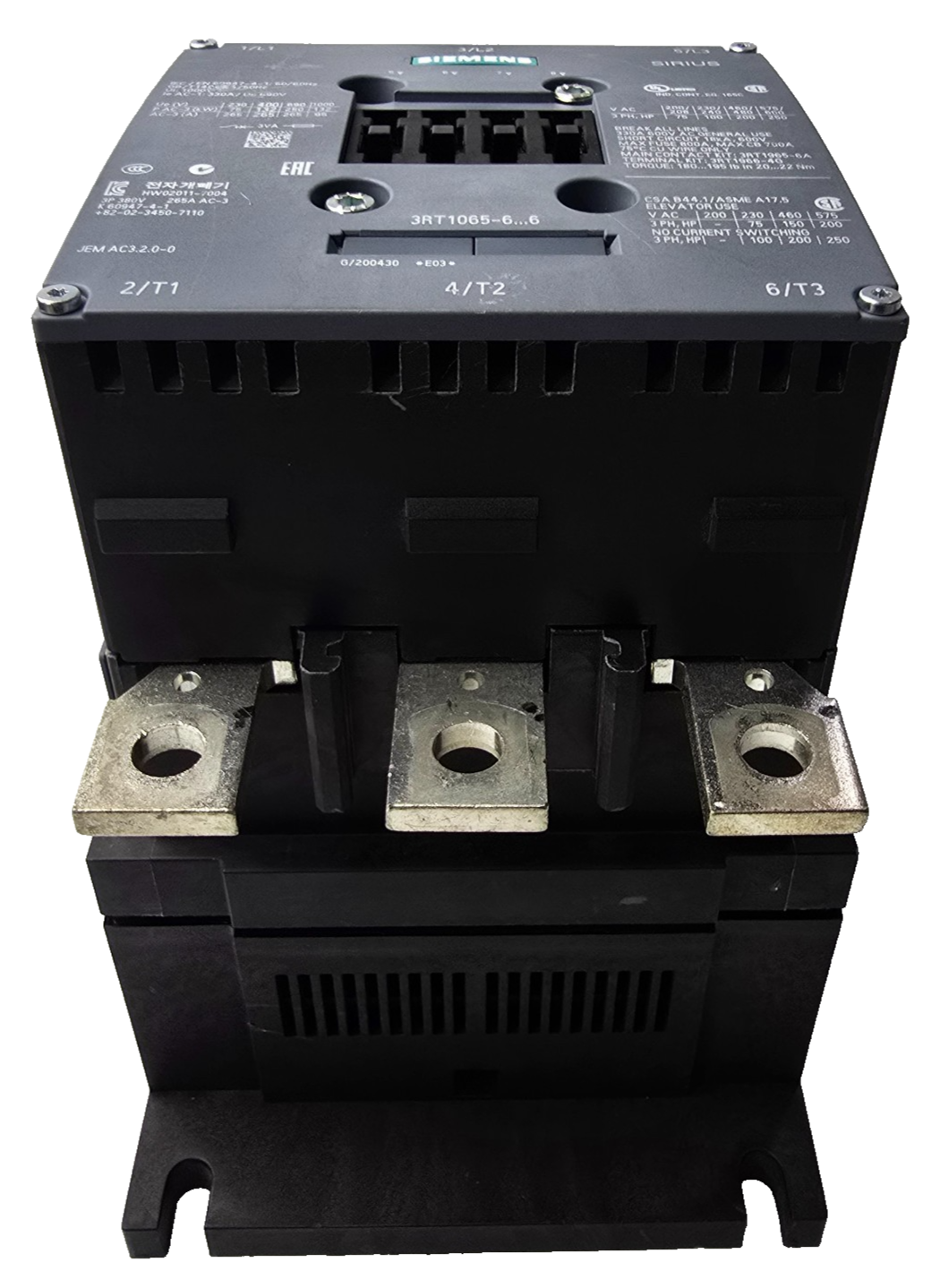 Siemens 3RT1065-6AB36 Sirius 3Pole Motor Contactor & 3RH1921-1DA11 (USED)
