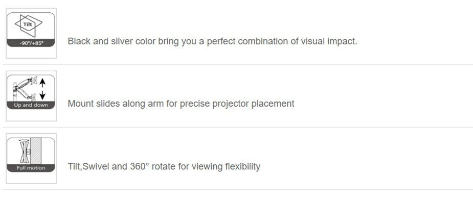 VisionMounts VM-PR15L Ceiling Projector Mounts (420-640mm) - White