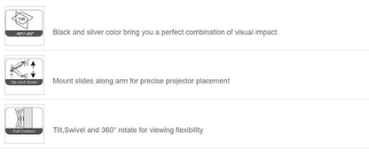 VisionMounts VM-PR15L Ceiling Projector Mounts (420-640mm) - White