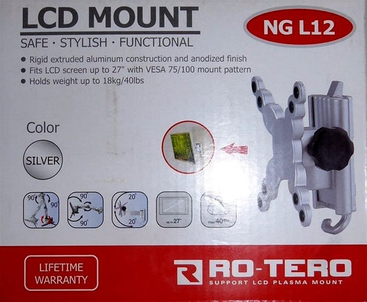 RO-TERO NGL12 LCD VESA Monitor TV Wall Mount Secure Support Bracket (New In Box)
