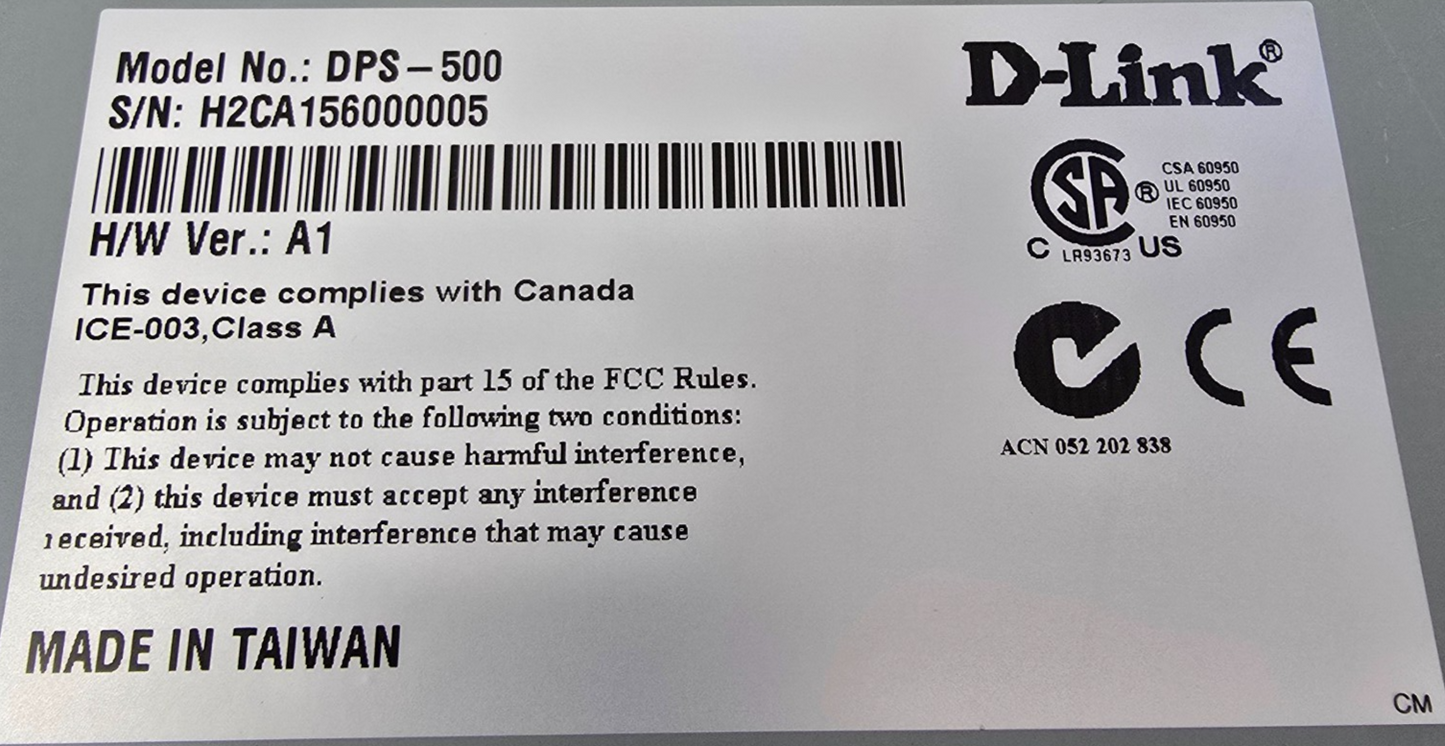 D-Link DPS-500 140W Redundant Power Supply Unit (Pre-owned)