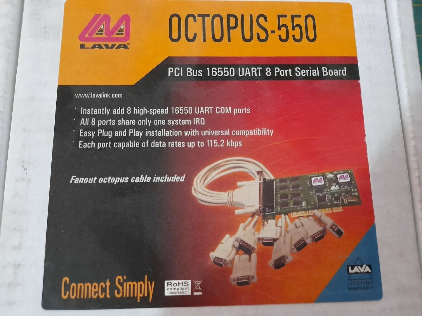 LAVA Octopus-550 PCI Bus 16550 UART 8 Port Serial Board, Lava model (NEW)