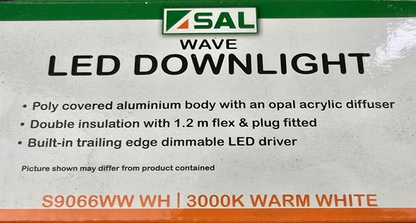 SAL S9066WW WAVE DIMMABLE LED DOWNLIGHT 3000K Warm White (NEW In Box)