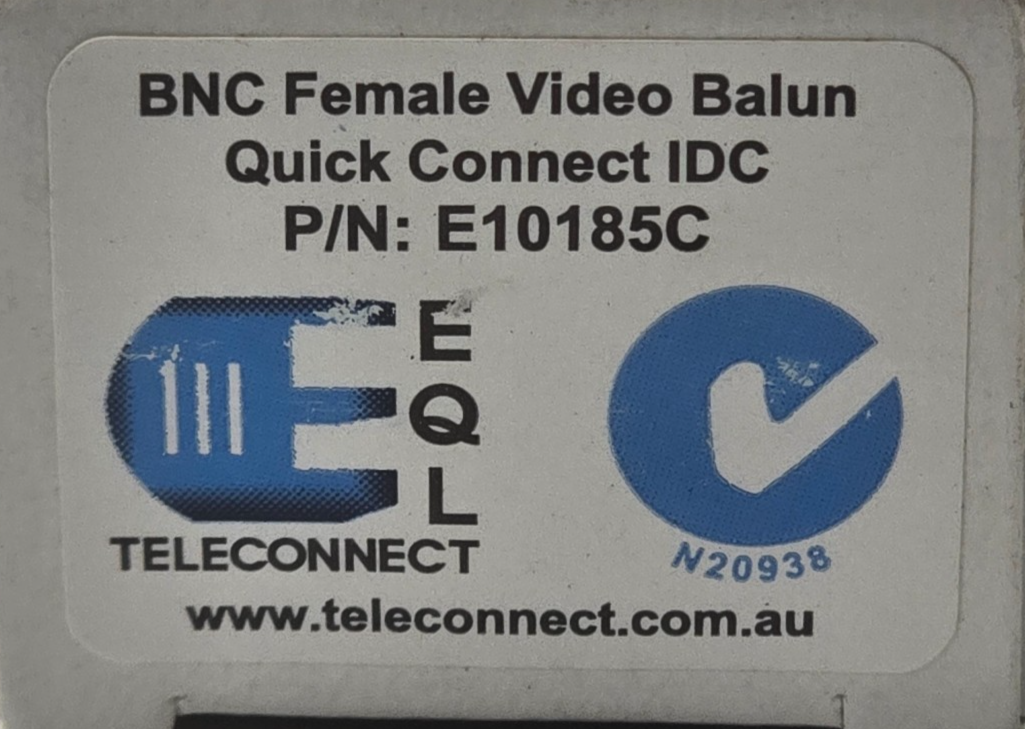 EQL E10185C BNC Female Video Balun Slim Case Quick Connect IDC (NEW In Box)