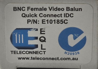 EQL E10185C BNC Female Video Balun Slim Case Quick Connect IDC (NEW In Box)